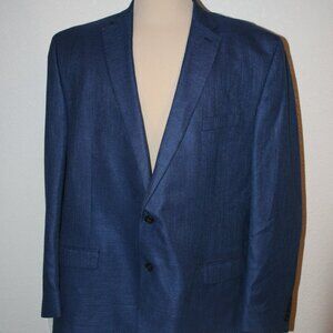 Chaps Blazer 54L Blue Textured Linen Blend 2 Button Casual Sport Coat Preppy Men